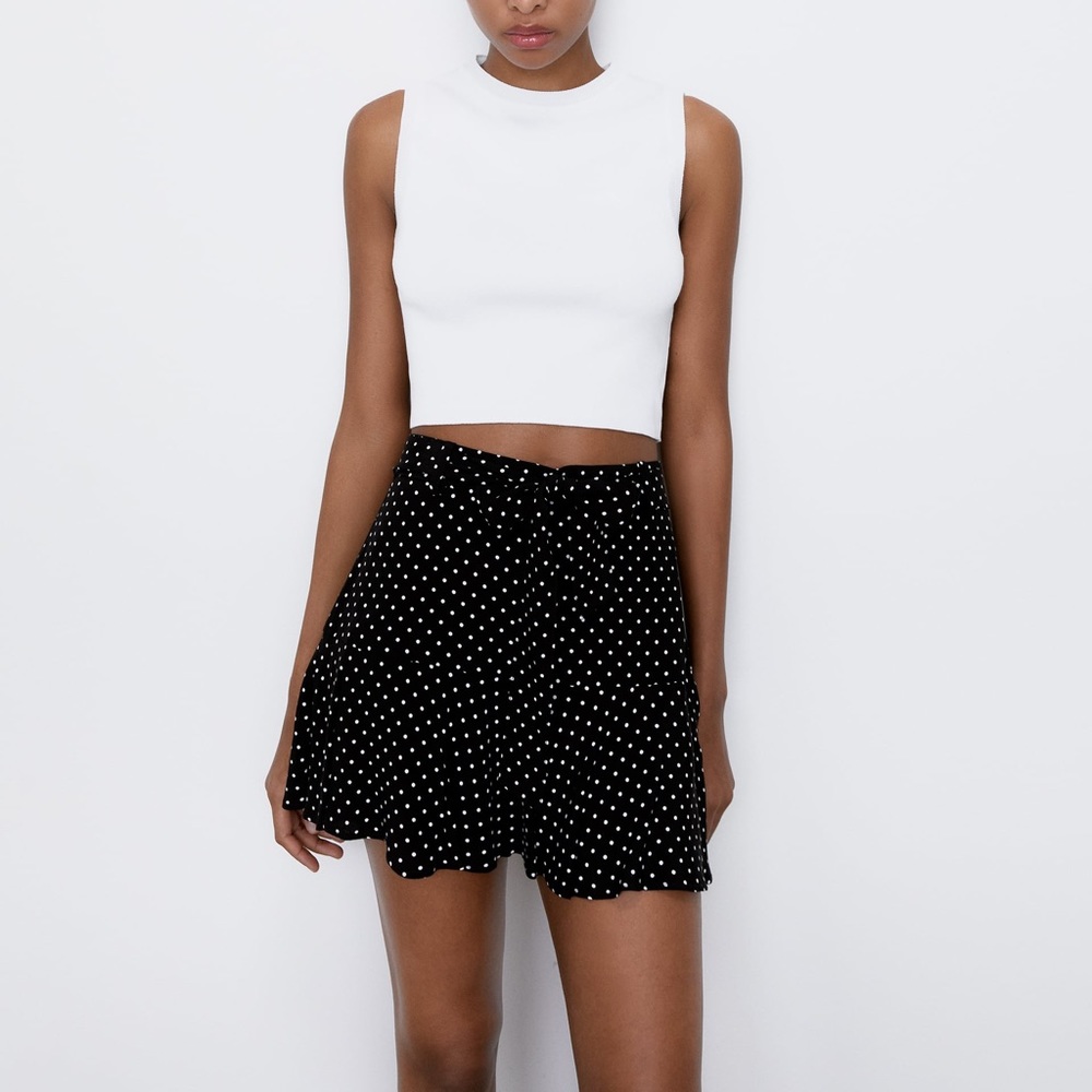 Zara Black Polka Dot Skort